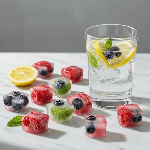 Three infused water recipes bottles featuring berry, cucumber, and pineapple combinations.