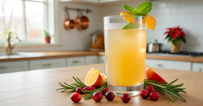 Elegant Glass of White Cranberry Juice with Fresh Garnishes