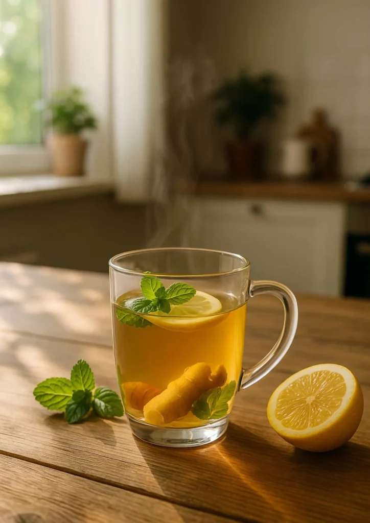 real herbal detox tea with lemo