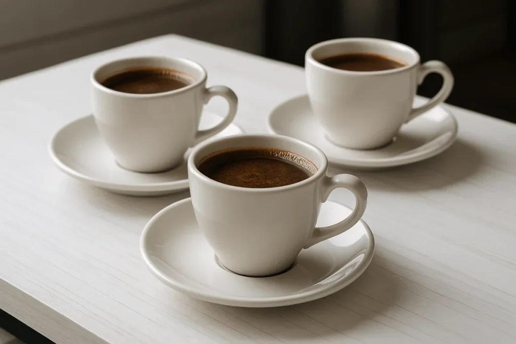 Authentic Yemeni coffee served in small cups with dates on the side.