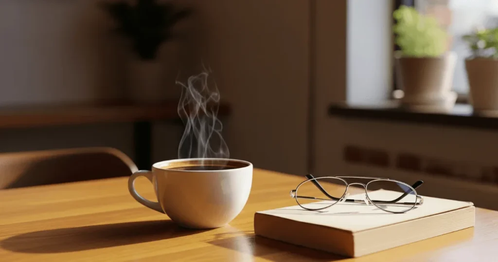 A freshly brewed Americano coffee served in a cozy café setting, perfect for showcasing the essence of classic coffee culture.