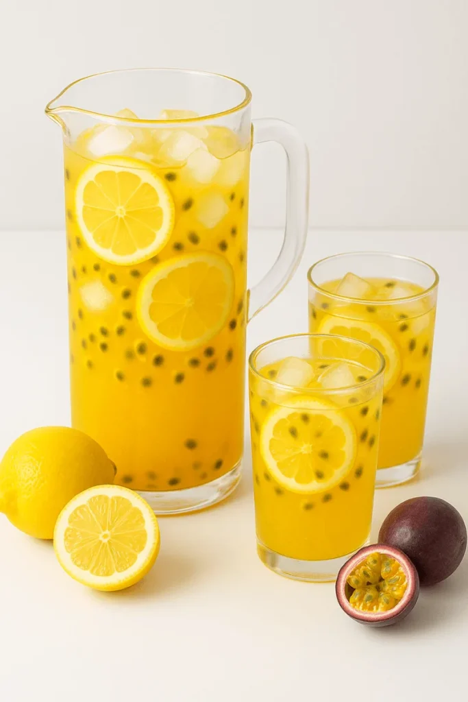 A bright pitcher of passion fruit le
