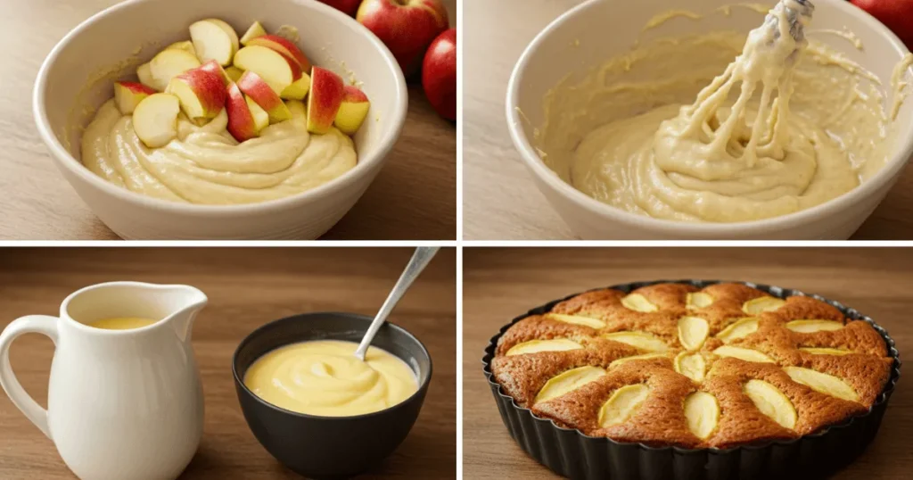 A step-by-step real photo guide showing how to make traditional Irish apple cake from scratch.